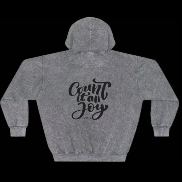 Mineral Wash Hoodie - Count It All Joy Bible Verse For Believers